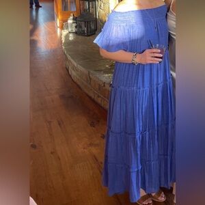 JODIFL Royal Blue Off-Shoulder Maxi Dress